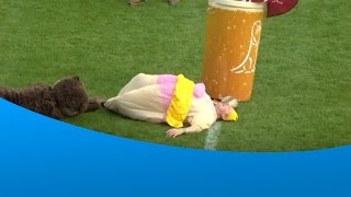 Mascots show off their skill at Sandy Park [upl. by Yerffoej]