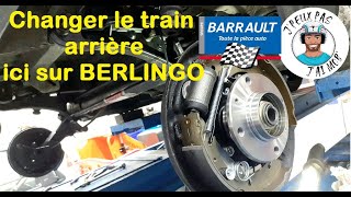 Changer le train arrière  essieu PSA amortisseurtambourmoyeu Ici sur Citroën Berlingo [upl. by Cerelly789]