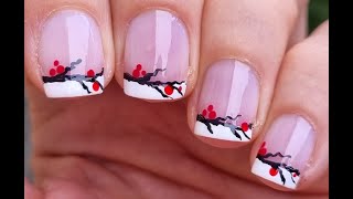 Winter French Manicure On Natural Short Nails  PreFestive Nail Art 2024 [upl. by Bolme]