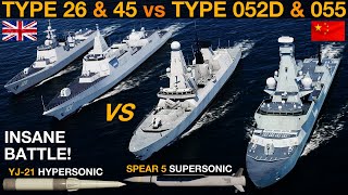 UK Type 26 Frigate amp Type 45 Destroyer vs China Type 055 amp 052D Destroyers Naval Battle 100  DCS [upl. by Ahsinut454]