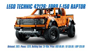 LEGO 42126 Ford F150 Raptor Indepth Review Speed Build amp Parts List [upl. by Maisel]