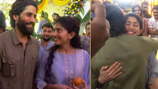 Naga Chaitanya amp Sai Pallavi Fun Moments  Thandel Muhurtham Ceremony  Exclusive  Manastars [upl. by Hannaoj]