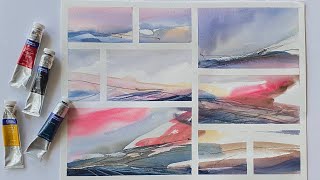 How I Test A Limited Palette For ABSTRACT WATERCOLOR LANDSCAPE Painting Watercolour DEMO tutorial [upl. by Courtnay]