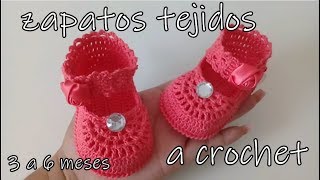 zapatitos tejidos a crochet modelo betty 3 a 6 meses [upl. by Kelbee549]