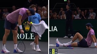 Paris Masters star gives up and confronts rival after getting injured on match point [upl. by Urbai]