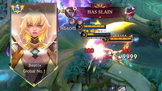 TOP 1 GLOBAL BEATRIX UNLOCKED A NEW 1HIT BUILD😱must try MLBB [upl. by Gnemgnok]