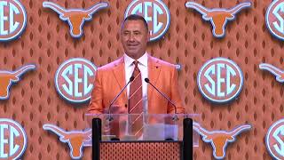 Texas head coach Steve Sarkisian fields questions at 2024 SEC Media Days [upl. by Zacks487]