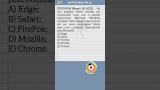 🚨 QUESTÃO DE CONCURSO  INFORMÁTICA N° 21 shorts concurso concursospúblicos concursos [upl. by Sebastiano]