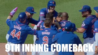 Mets Score 3 in 9th for a Huge Comeback Walk Off Win vs Giants [upl. by Bibbye]