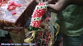 How to tie rose petals garland  Easy rose garland making [upl. by Penrose]