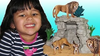 Lions Schleich Cave Playset Animals Toys for Kids Playing ZOO [upl. by Sink989]