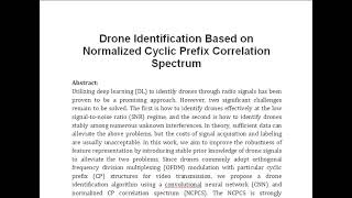 Drone Identification Based on Normalized Cyclic Prefix Correlation Spectrum [upl. by Moshell]