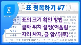 한글에서 표의 위치를 설정하는 방법 및 크기를 확인하는 방법  크기 고정 글자처럼 취급 어울림 자리 차지 글 앞으로 글 뒤로 쪽 영역 안으로 제한 서로 겹침 허용 [upl. by Hernando]