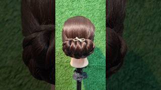 Beautiful bun hairstyle shortvideo hairstyletutotial youtubeshorts shorts hair hairstyle [upl. by Cirdahc]