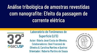 SIICUSP 2024 Análise tribológica de amostras revestidas com nanografite Efeito [upl. by Eceerahs]