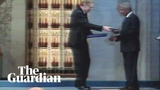 Kofi Annan is awarded the Nobel peace prize in 2001 [upl. by Oralle]