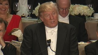 Trump roasts Clinton at Al Smith charity dinner [upl. by Moulden507]