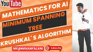 Minimum Spanning  Krushkals Algorithm Graph Theory Mathematics for AITamil [upl. by Ahseenyt475]