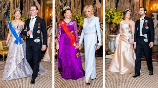 Gala dinner with the Swedish Royal family and President Macron France at the Royal Palace [upl. by Ityak]