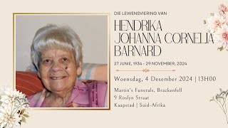 UITSENDING  DIE LEWENSVIERING VAN HENDRIKA JOHANNA CORNELIA BARNARD  WOENSDAG 4 DES 2024 OM 13H00 [upl. by Tully]