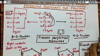 Fischer amp Haworth projection formulas for Fructose Biomolecules class 12 chemistry [upl. by Maril]