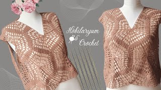 İşte Bitiriyoruz  Sabırsızlıkla Beklenen Üçgen Motifli Süveter  Here We Finish  Crochet Triangle [upl. by Aicile587]