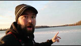 Ice Fishing Right Next To Open Water GOT A BIGGEN [upl. by Aisset]