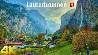 Lauterbrunnen Switzerland walking tour 4K 60fps  A paradise on Earth [upl. by Staci]