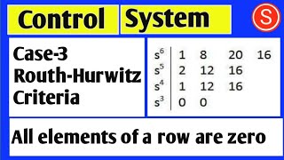 routh hurwitz criterion special cases  when all elements of a row are zero [upl. by Vassili]