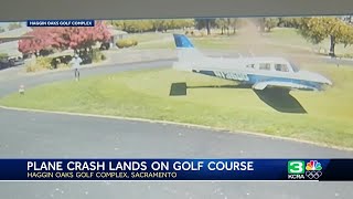 Plane makes emergency landing at Haggin Oaks golf course in Sacramento crashes into pro shop [upl. by Abner179]