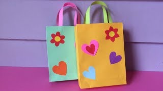 How to Make Bag with Color Paper  DIY Paper Bags Making [upl. by Sager]