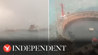 PampO cruise crash Fierce wind hits Mallorca as ship collides with freight vessel [upl. by Dolora]