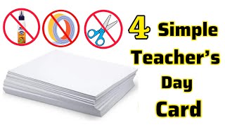 4 Simply Teachers Day Card Idea Teachers Day Gifts  Greeting Card For Teacher White paper craft [upl. by Mencher800]