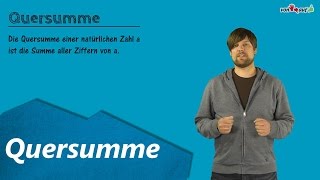 Quersumme  Ziffernsumme  Definition Beispiel Schreibweise [upl. by Aibar]