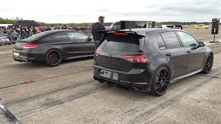 650HP VW Golf 7 R PK Performance Tuning vs MercedesAMG C 63 S Coupe [upl. by Gilman]