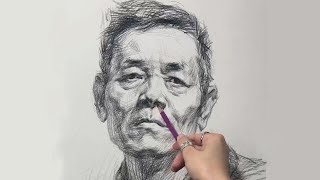 Sketch a mans portrait in Pencil [upl. by Aidil]