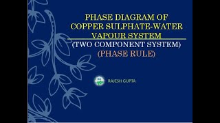 PHASE DIAGRAM OF COPPER SULPHATE WATER VAPOUR SYSTEM II TWO COMPONENT SYSTEM II PHASE RULE [upl. by Melitta253]