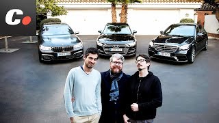 MercedesAMG S 63 vs BMW 760 Li vs Audi A8  Comparativa  Prueba  Review en español  cochesnet [upl. by Sykleb]