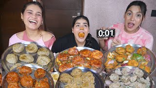 No Hands Momos Eating Challenge  Spicy MomosPaneer Malai Momos Tandoori Momos Afghani Momos etc [upl. by Aneekas]