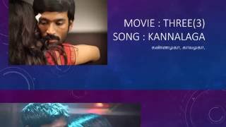 dhanush shurthi hassan movie 3 threekannalaga song lyrics in tamil video [upl. by Acinat]