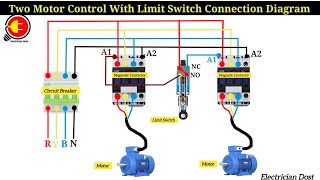 Two Motor Control Using limit Switch connection DiagramElectricianDost [upl. by Aubrie762]