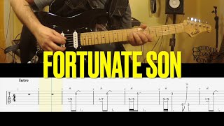 Creedence Clearwater Revival  Fortunate Son  Guitar Lesson Tab  Andrew Squeezed Floyd [upl. by Oetsira]