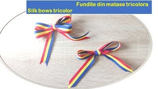 Fundite din matase TRICOLORA  Silk bows Tricolor  Easy bow TutorialDIY [upl. by Analahs858]