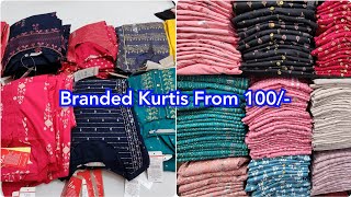 100rs Branded kurtis shop in chickpet BangaloreDesigner Aliya cutNyra cut KurtisBranded leggings [upl. by Eelanna]