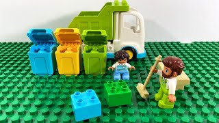 How To Build LEGO Duplo Garbage Truck and Recycling 10945  Satisfying Duplo Stopmotion [upl. by Aryam]