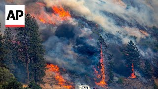 Video shows wildfires tearing through the Idaho border [upl. by Yensehc]