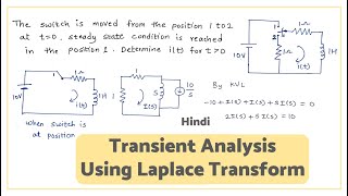 TRANSIENT ANALYSIS USING LAPLACE TRANSFORM  solved example  Hindi [upl. by Martelli]