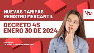 Nuevas tarifas para renovar Registro Mercantil a partir del año 2025 Decreto 45 de enero 30 de 2024 [upl. by Hgielime]