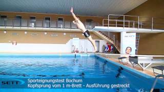 SPORTEIGNUNGSTEST BOCHUM 2015  KOPFSPRUNG1mBrett [upl. by Hjerpe]