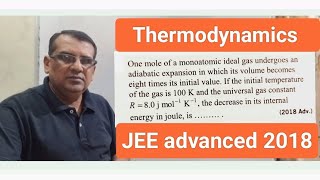 One mole of a monoatomic ideal gas undergoes an adiabatic expansion in which its volume becomes [upl. by Yramesor]